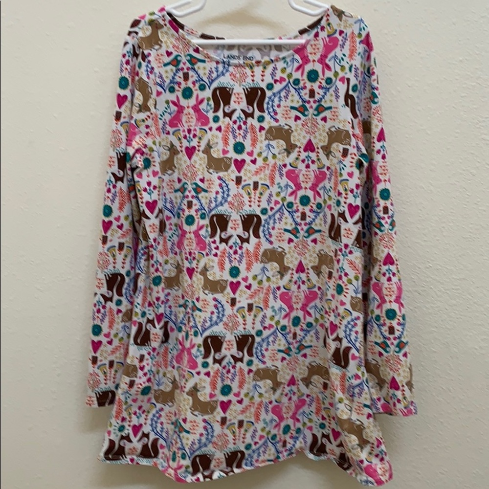 Lands End Girls Tunic/Dress pink woodland print